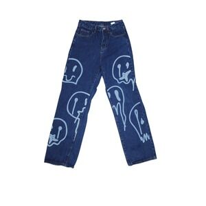 SHEIN‎ Graphic Print Jeans | Women's Size XS | Blue Statement Denim
